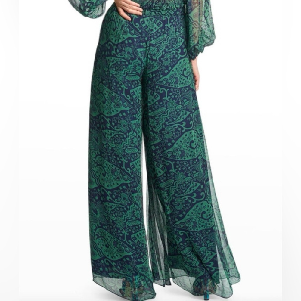 Sachin + Babi Navy and Green Patterned Pants - Picture 3 of 13